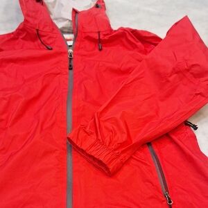 Orvis Trout Bum Red Windbreaker Hooded Jacket‎ Wom Lg Fishing Ole Miss LA Tech